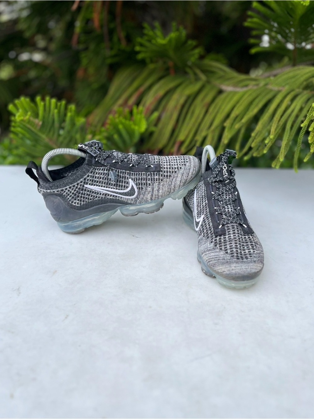 Nike Air VaporMax Flyknit 2021 Black White Running Shoes Womens Size: 6.5